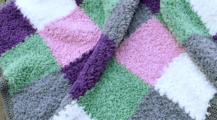 Furry Squares Blanket Free Crochet Pattern