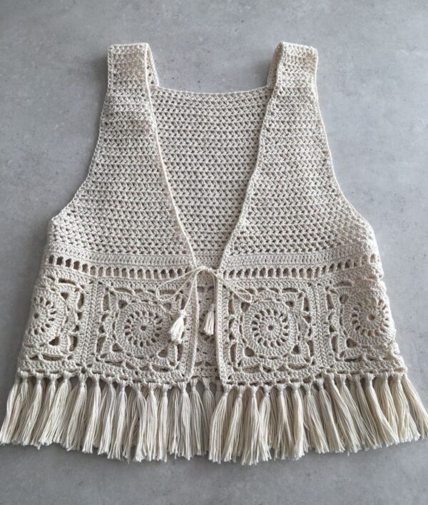 Cropped Fringed Vest