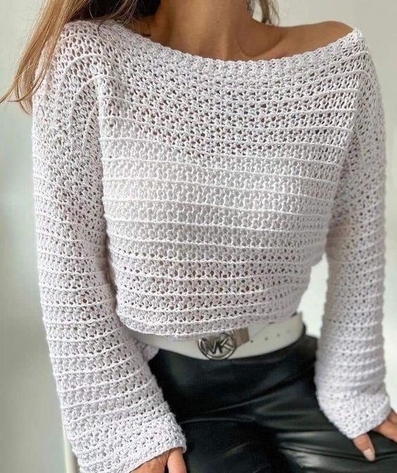 Crochet Crop Top with Cutout Details