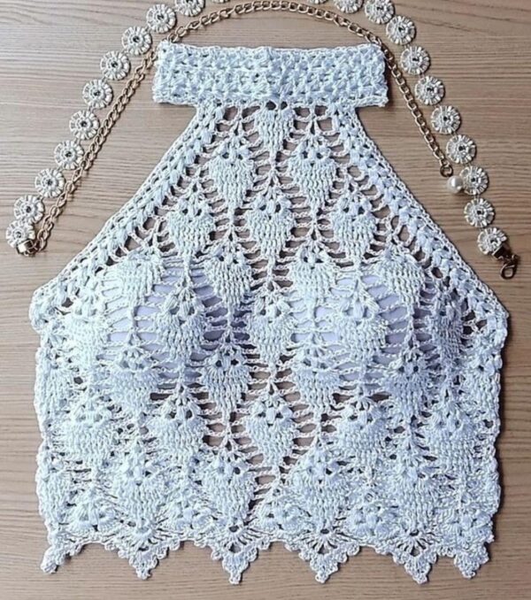 High-Neck Crochet Crop Top: