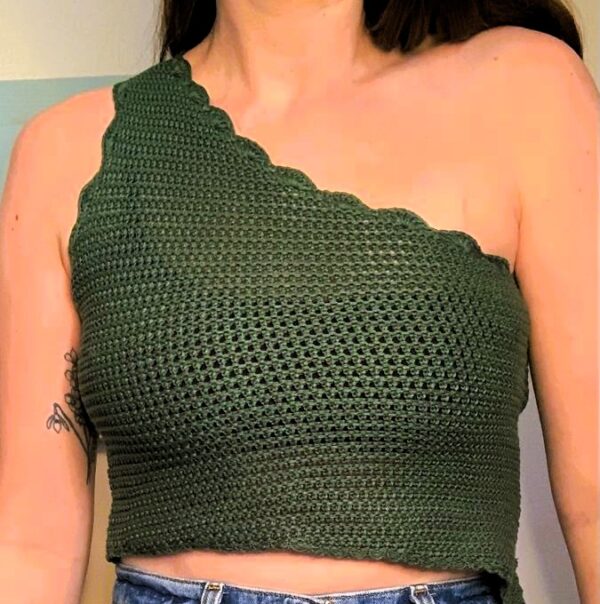 One-Shoulder Crochet Crop Top