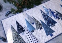Blue Winter Trees Table Runner – Complete Step-by-Step Guide