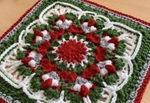Christmas Square Crochet Blanket — Full Free Pattern