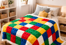 Easy Lego Crochet Blanket Pattern – Rainbow Brick Design