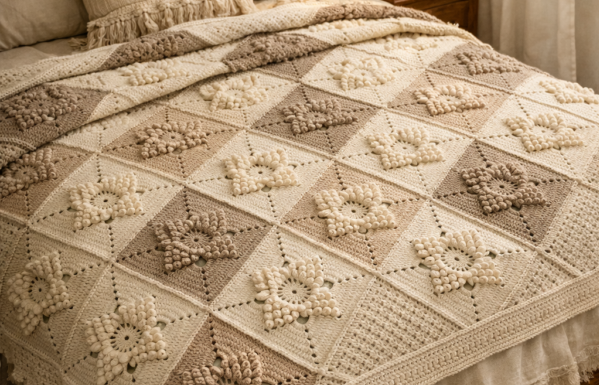 Vintage Diamond Crochet Blanket: Beautiful Textured Granny Square Pattern for Cozy Homes