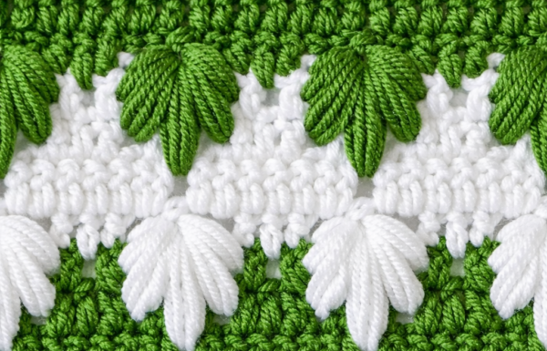 3D Crochet Leaf Stitch Border – Easy Step-by-Step Pattern for Beginners