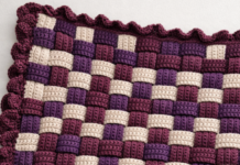 Crochet Entrelac Blanket with Ruffled Border