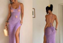 Long Crochet Dress with Roses Romantic crochet dress for special occasions