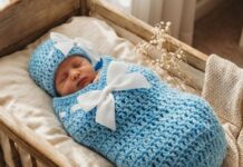 Cute Crochet Baby Cocoon Wrap with Hood – Easy Step-by-Step Pattern for Beginners Cute crochet baby cocoon wrap for newborn photography