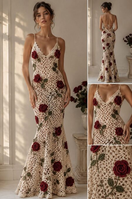 Elegant crochet lace gown pattern