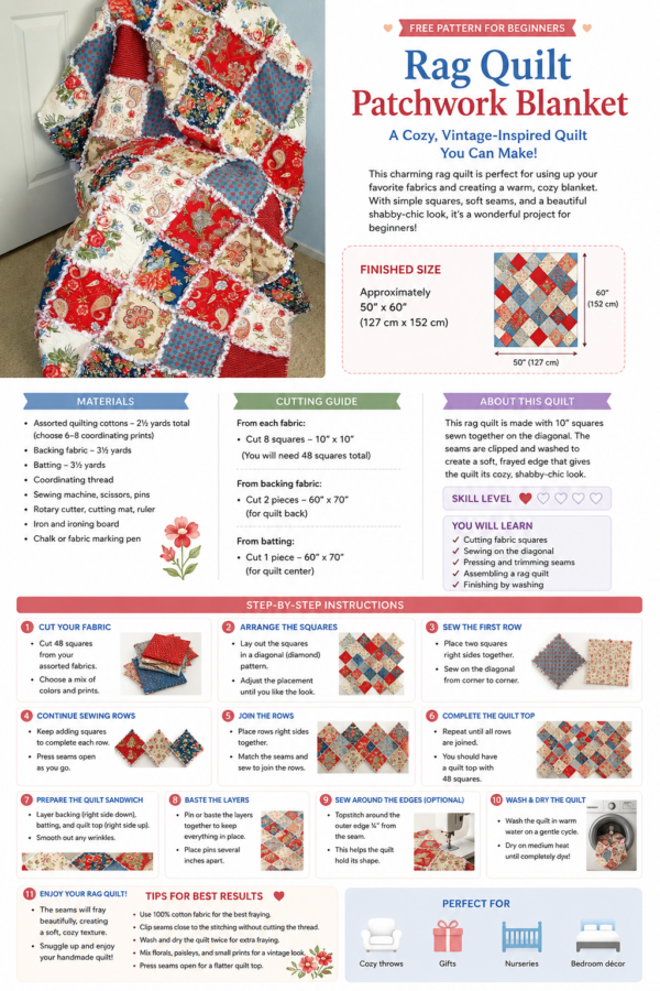 A Beginner-Friendly Tutorial for a Cozy, Frayed-Edge Patchwork Quilt